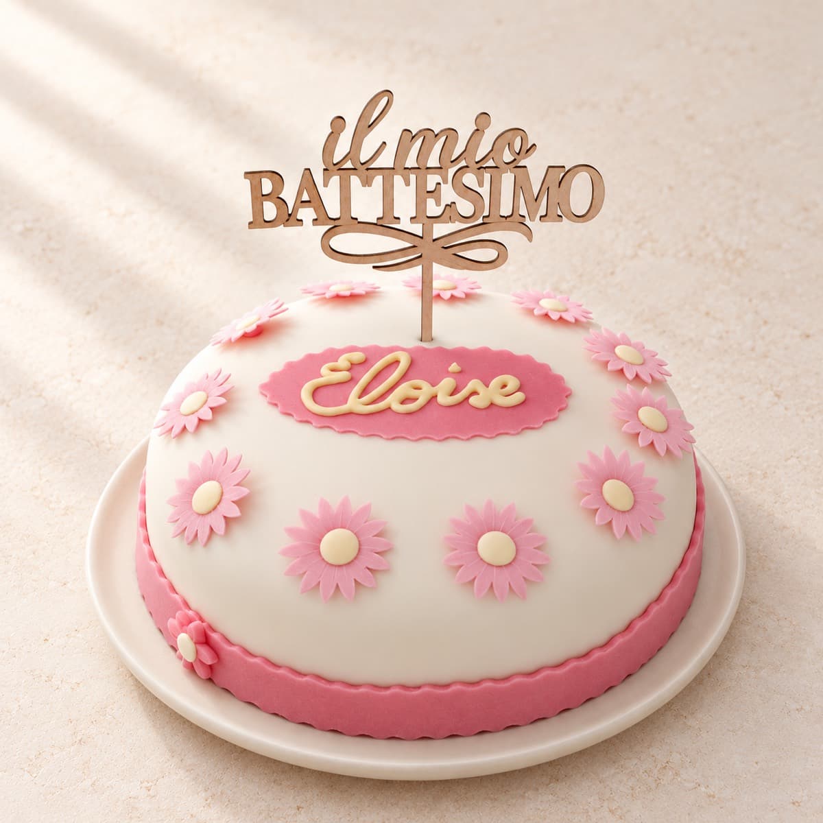 Pink Daisy Baptism Cake
