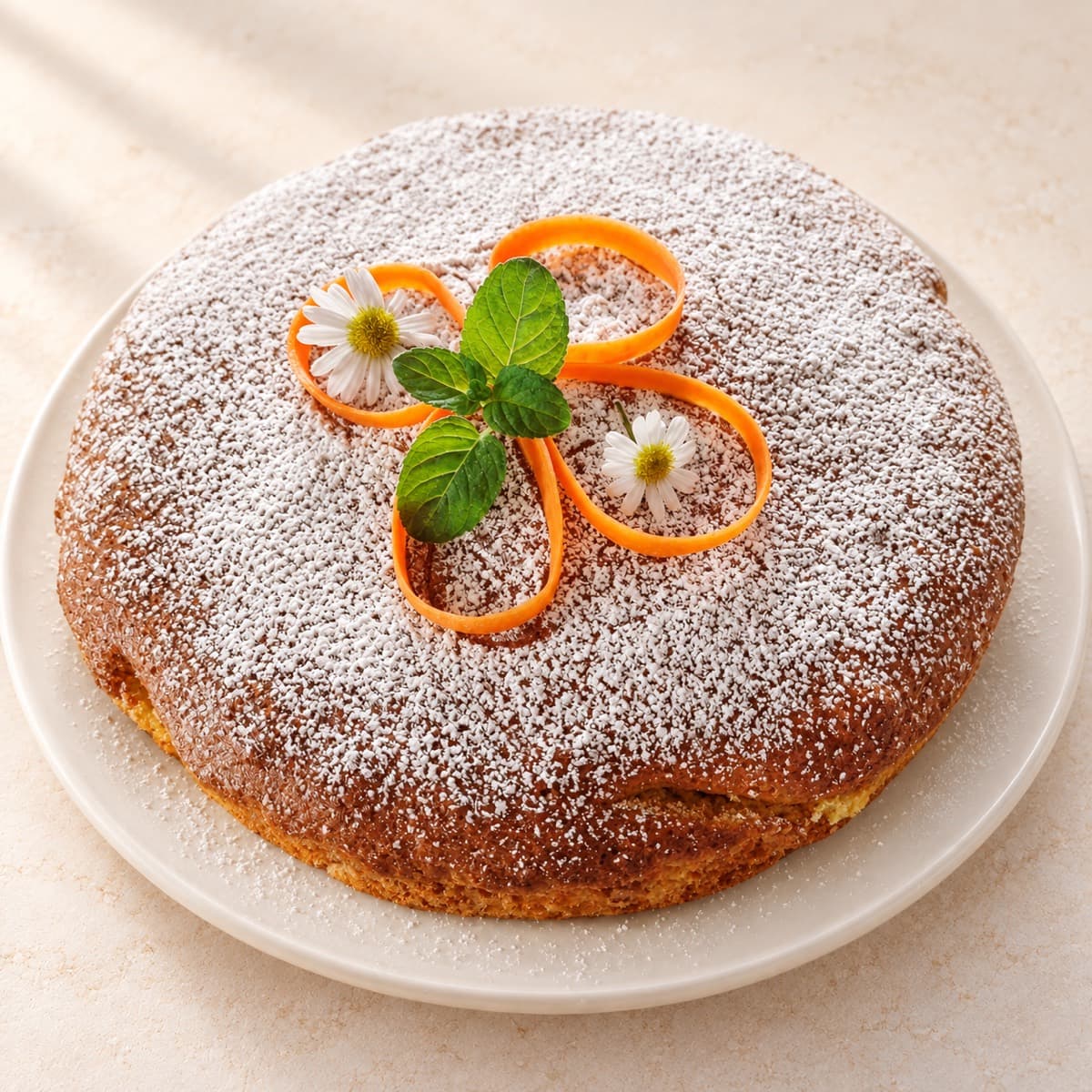 Torta alle margherite e zucchero a velo