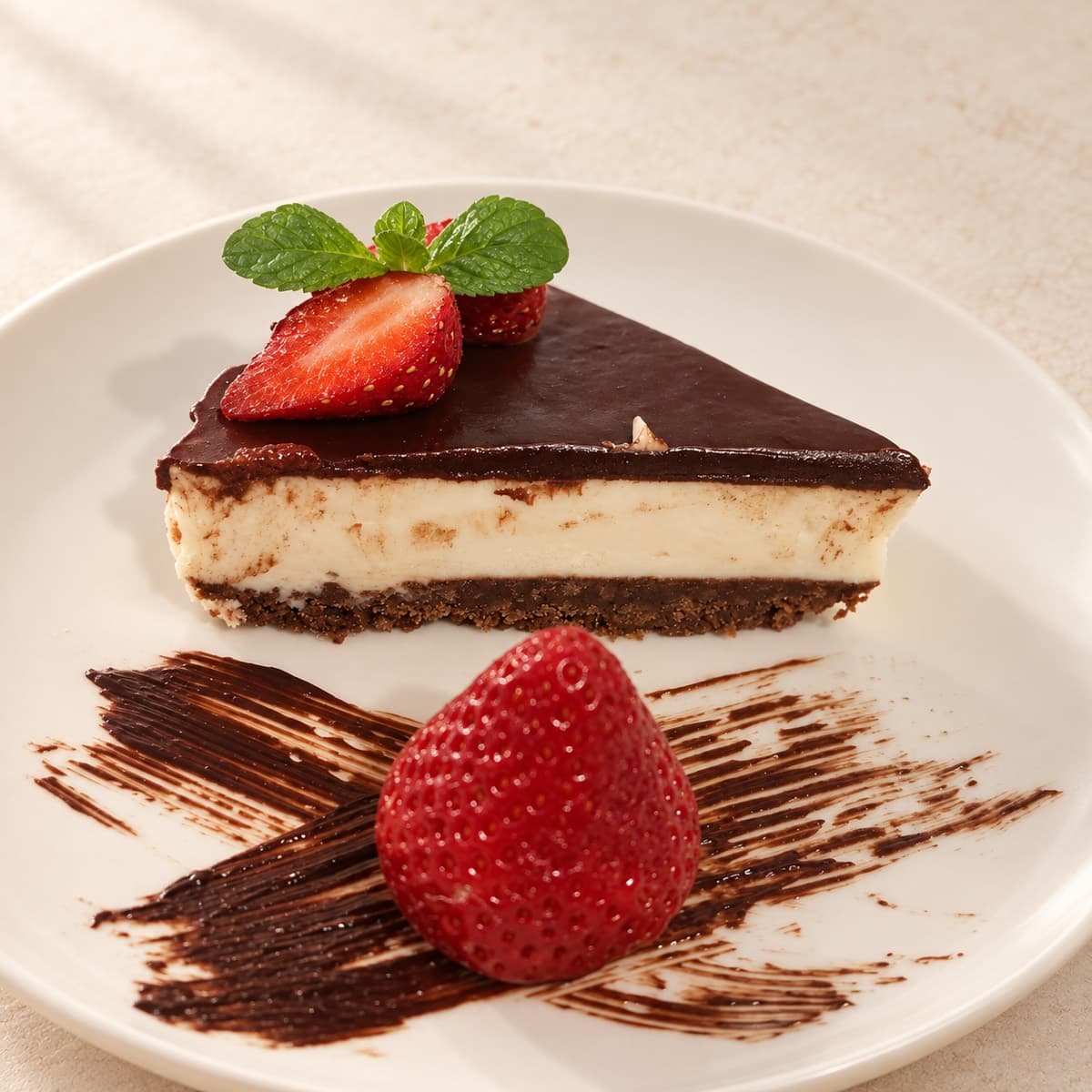 Cheesecake alla fragola e menta
