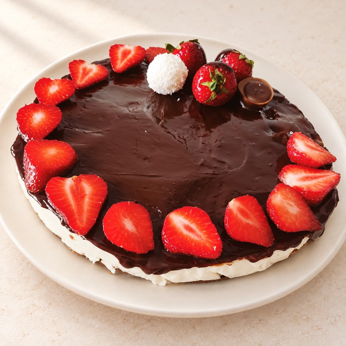 Cheesecake încununat cu căpșuni, fotografia 1 din 2